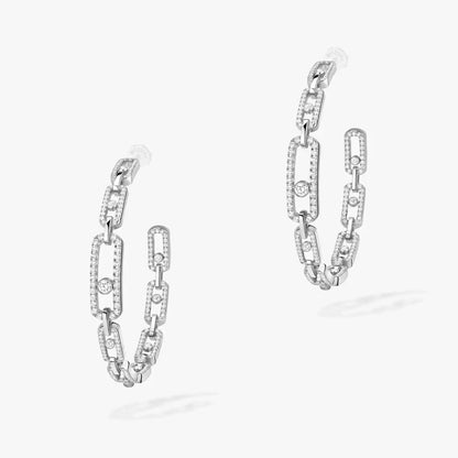 [Royal&Vicky]Move Link Diamond Hoop Earrings