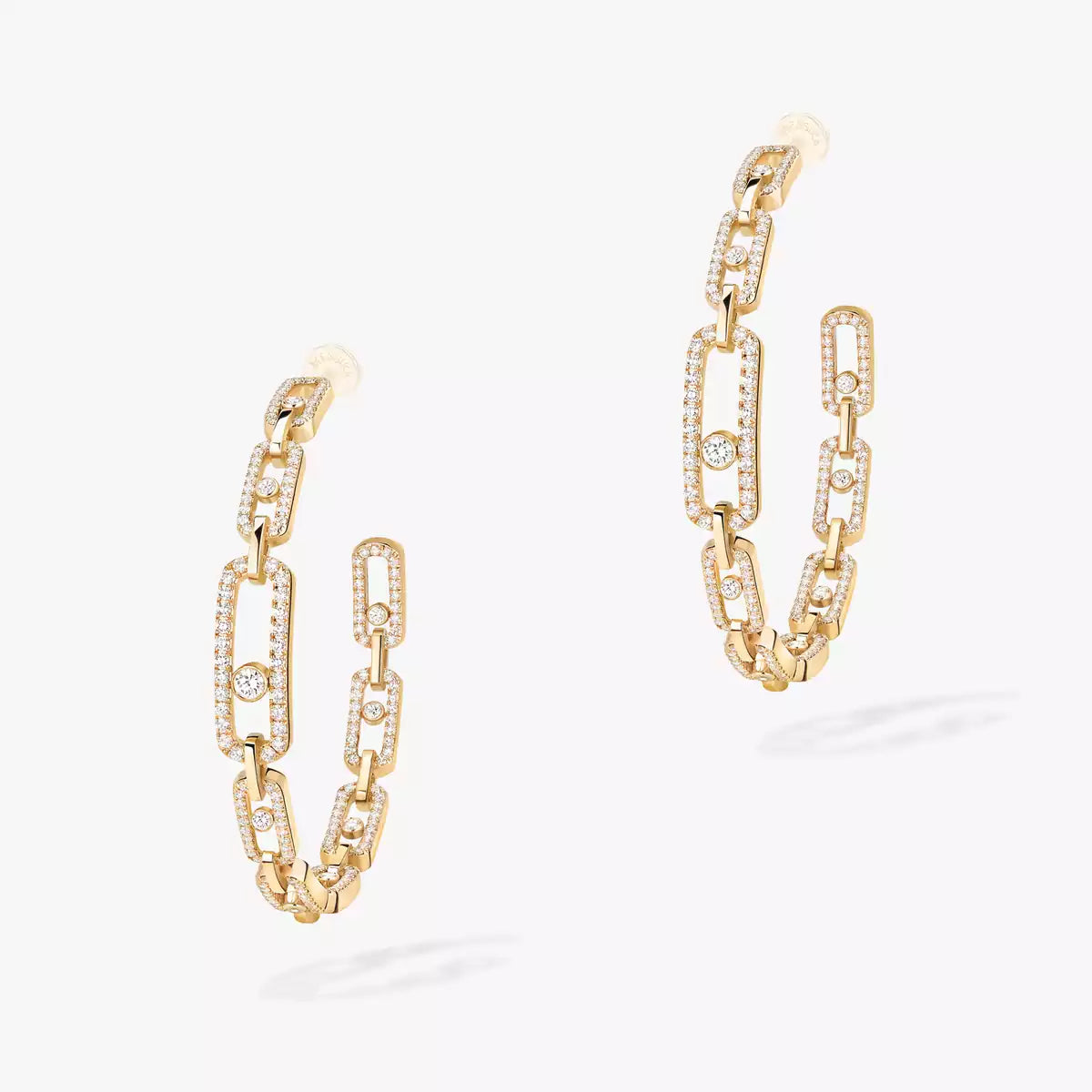 [Royal&Vicky]Move Link Diamond Hoop Earrings