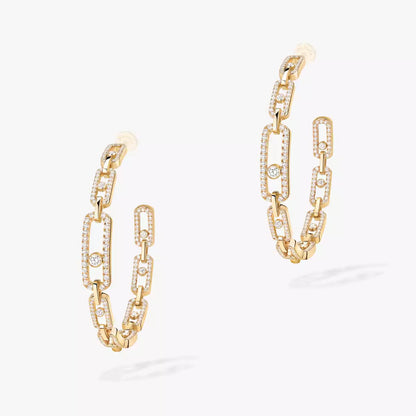 [Royal&Vicky]Move Link Diamond Hoop Earrings