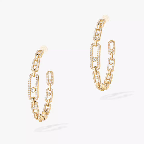 [Royal&Vicky]Move Link Diamond Hoop Earrings