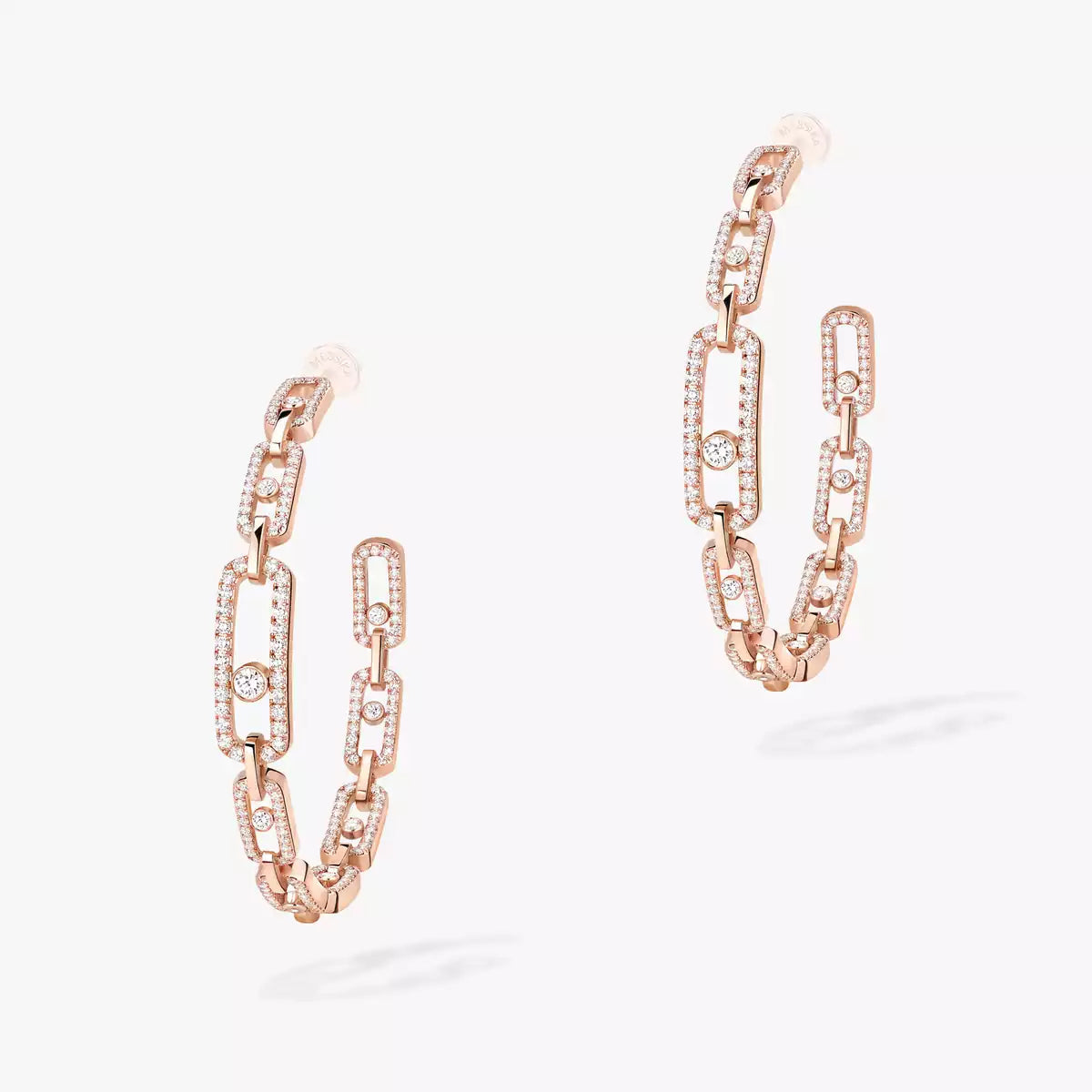 [Royal&Vicky]Move Link Diamond Hoop Earrings