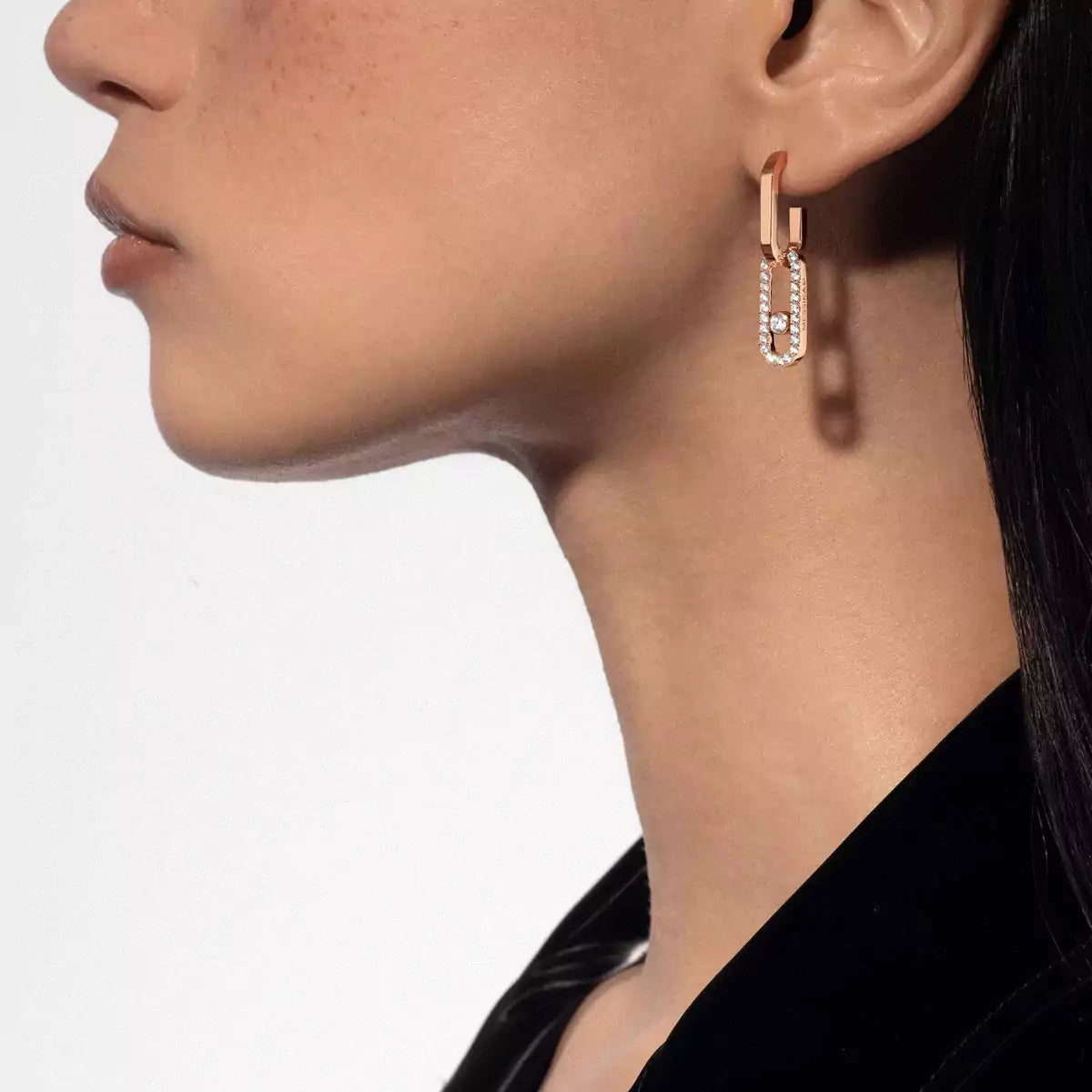 [Royal&Vicky]Move Link Diamond Earrings