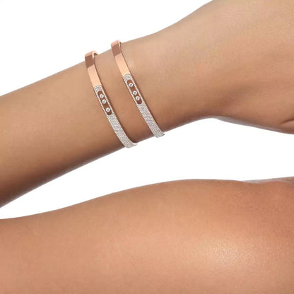 [Royal&Vicky]Move Noa Rose Gold Pavé Diamond Bangle Bracelet