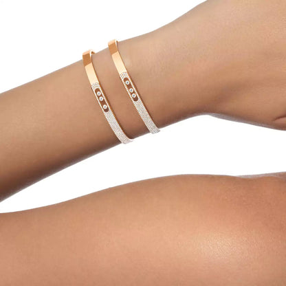 [Royal&Vicky]Move Noa Rose Gold Pavé Diamond Bangle Bracelet