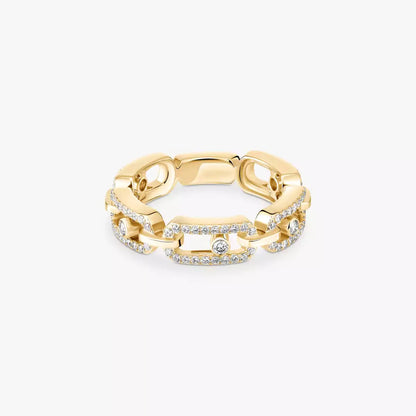 [Royal&Vicky]Move Link Pave_-Set Diamond Ring in Gold