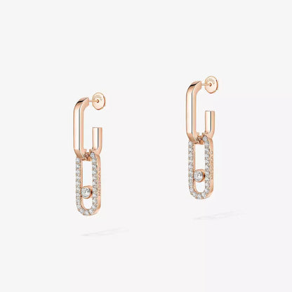 [Royal&Vicky]Move Link Diamond Earrings