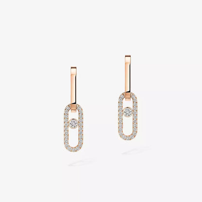 [Royal&Vicky]Move Link Diamond Earrings