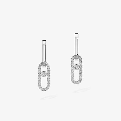 [Royal&Vicky]Move Link Diamond Earrings