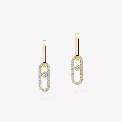 [Royal&Vicky]Move Link Diamond Earrings