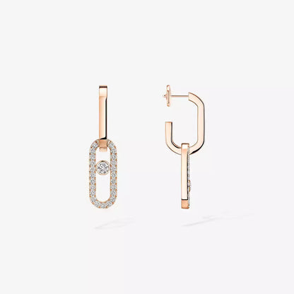[Royal&Vicky]Move Link Diamond Earrings