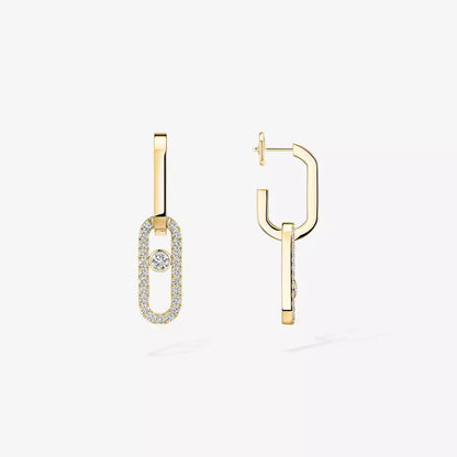 [Royal&Vicky]Move Link Diamond Earrings