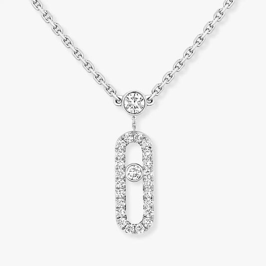[Royal&Vicky]2 Rows Rose Gold Diamond Pave_ Necklace Move Uno