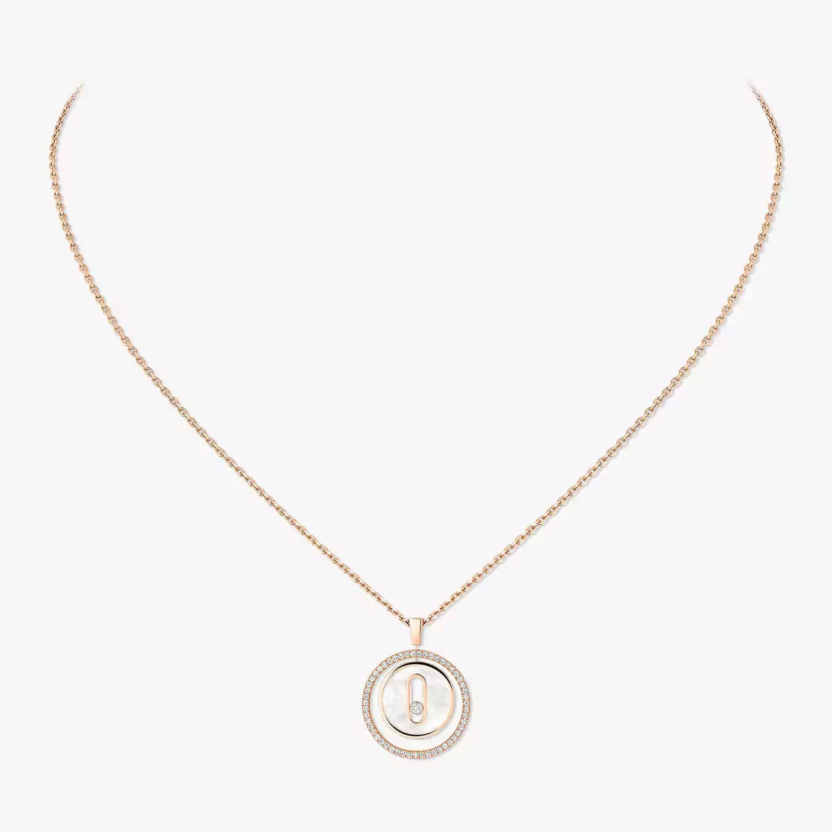 [Royal&Vicky]Lucky Move Diamond Necklace in Rose Gold and White Mother-of-Pearl