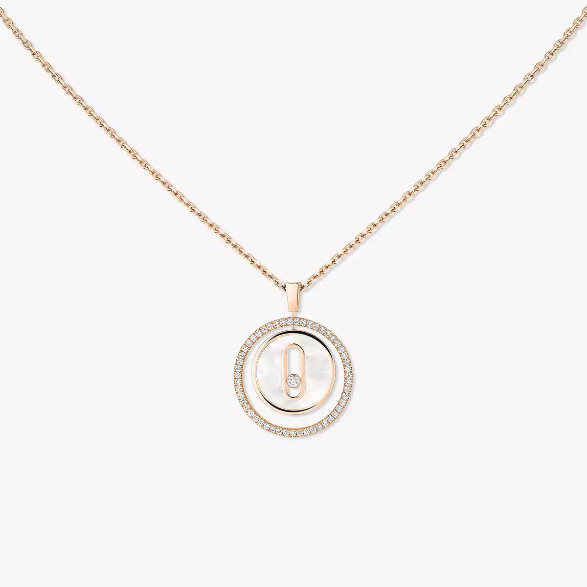 [Royal&Vicky]Lucky Move Diamond Necklace in Rose Gold and White Mother-of-Pearl