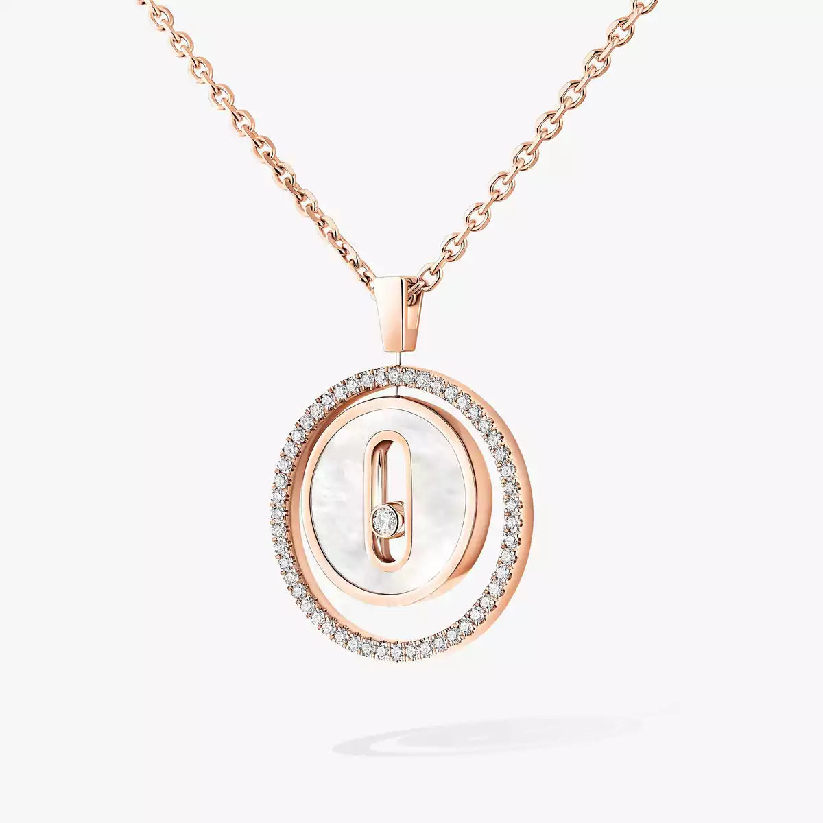 [Royal&Vicky]Lucky Move Diamond Necklace in Rose Gold and White Mother-of-Pearl