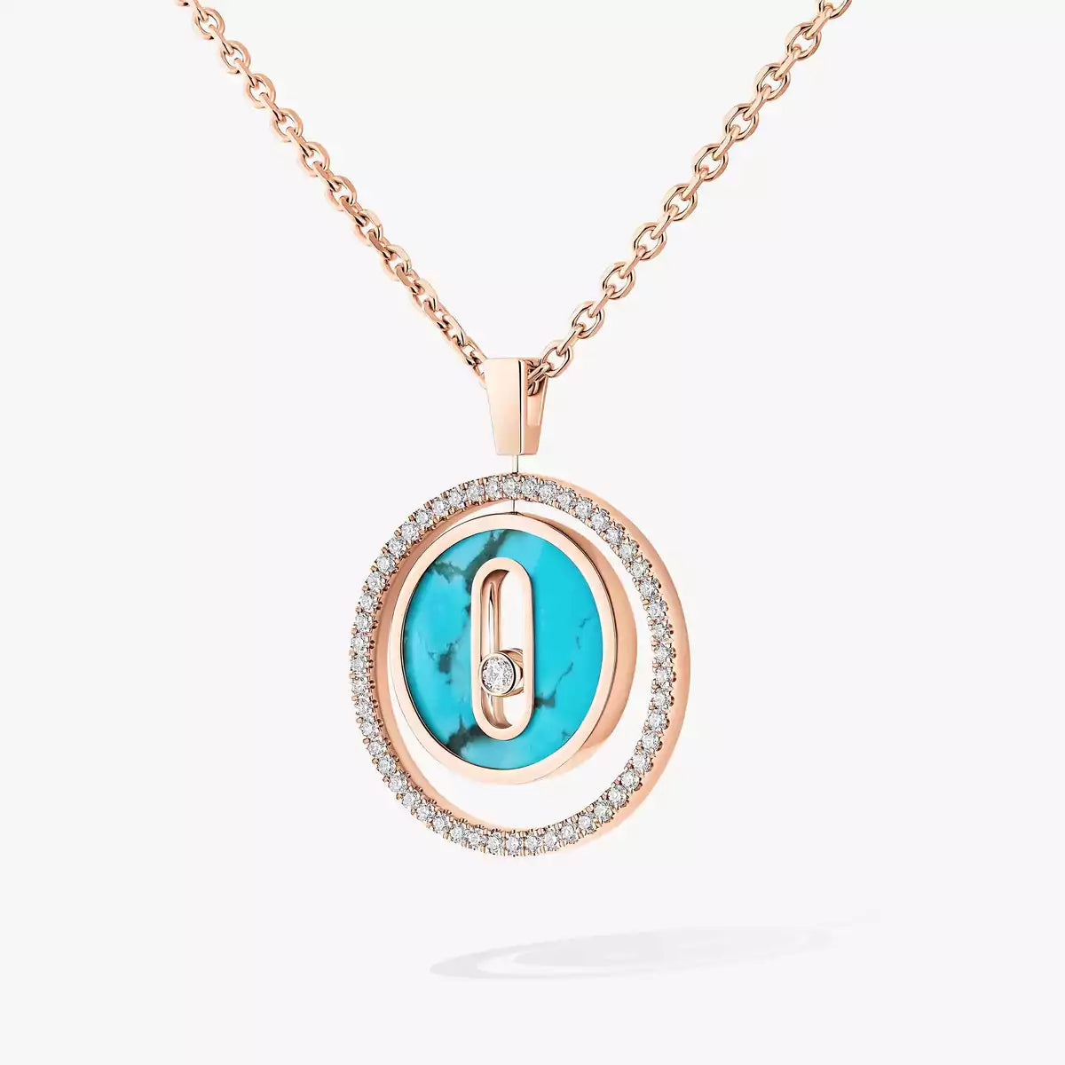 [Royal&Vicky]Lucky Move Diamond Necklace in Rose Gold and White Mother-of-Pearl