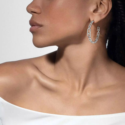 [Royal&Vicky]Move Link Diamond Hoop Earrings