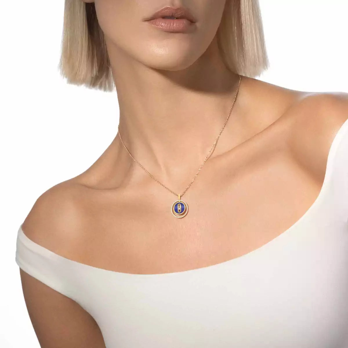 [Royal&Vicky]Lucky Move Diamond Necklace in Rose Gold and White Mother-of-Pearl