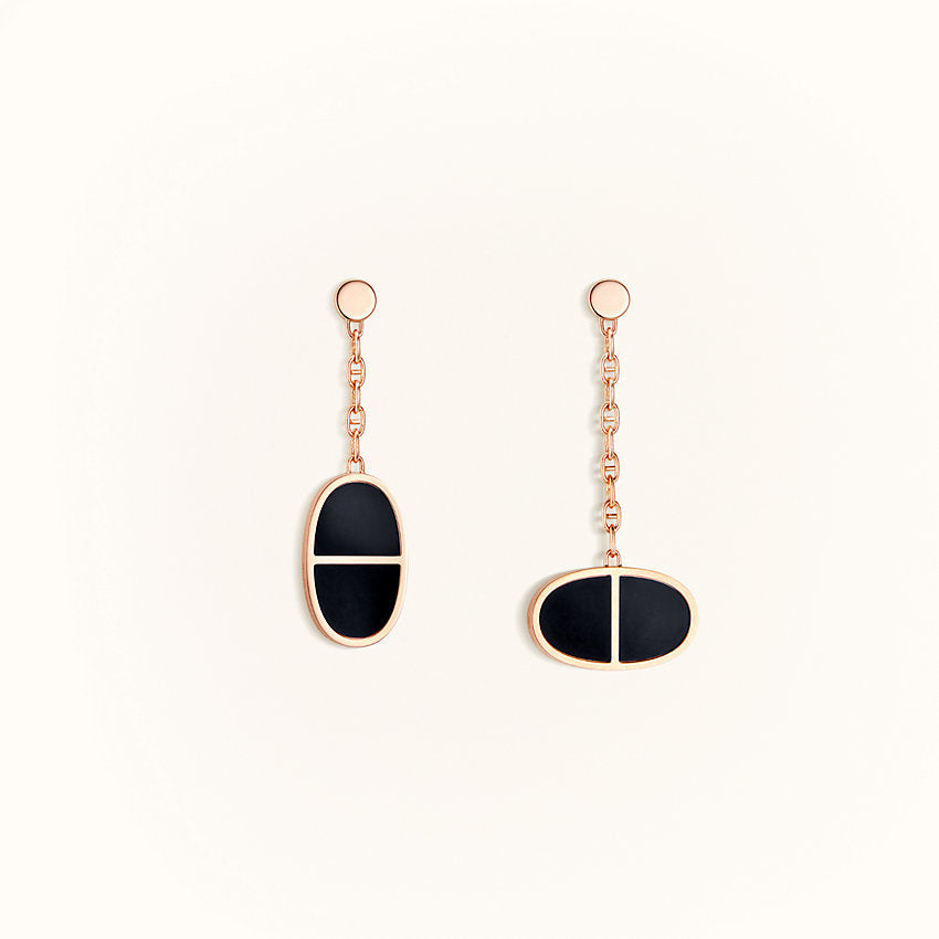 [Royal&Vicky]CHAINE VERSO BLACK CERAMIC EARRINGS