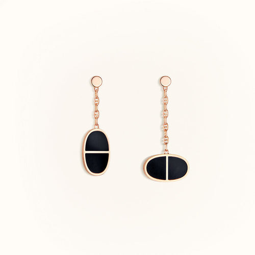 [Royal&Vicky]CHAINE VERSO BLACK CERAMIC EARRINGS