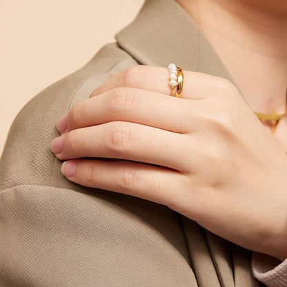 [Royal&Vicky]Magnolia Freshwater Pearl Gold Ring