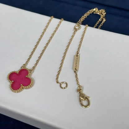 [Royal&Vicky] NEW CLOVER 15MM PINK ENAMEL NECKLACE