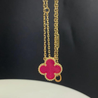 [Royal&Vicky] NEW CLOVER 15MM PINK ENAMEL NECKLACE