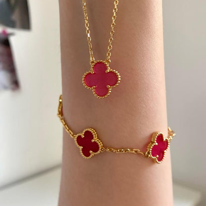 [Royal&Vicky] NEW CLOVER 15MM PINK ENAMEL NECKLACE
