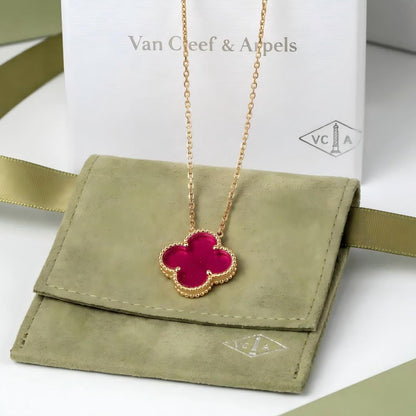 [Royal&Vicky] NEW CLOVER 15MM PINK ENAMEL NECKLACE