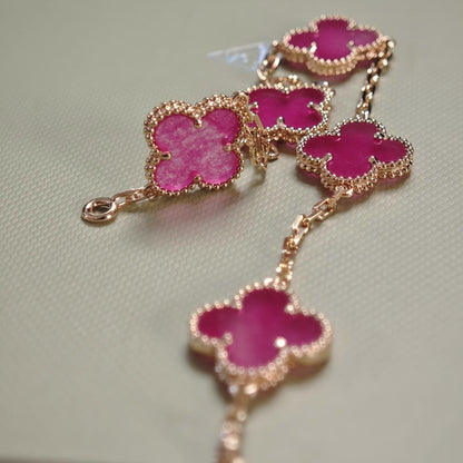 [Royal&Vicky]NEW CLOVER 5 MOTIFS PINK ENAMEL BRACELET