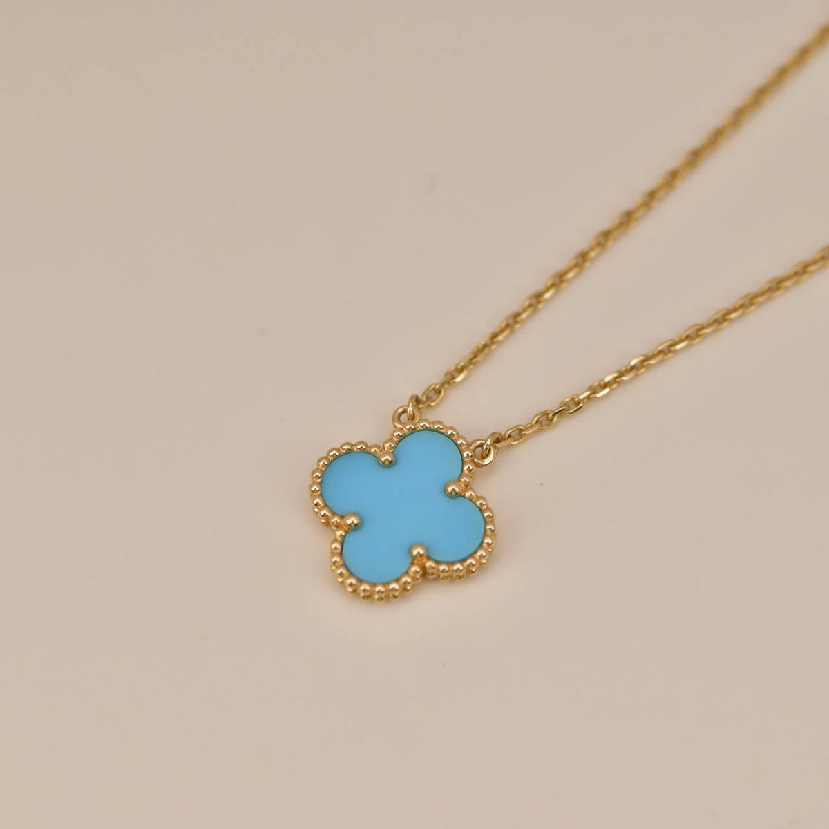 [Royal&Vicky]CLOVER 15MM VINTAGE TURQUOISE NECKLACE