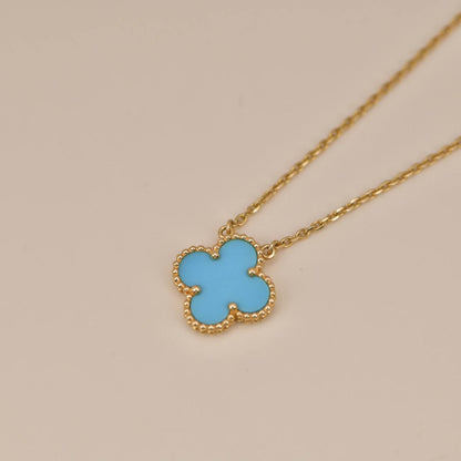 [Royal&Vicky]CLOVER 15MM VINTAGE TURQUOISE NECKLACE