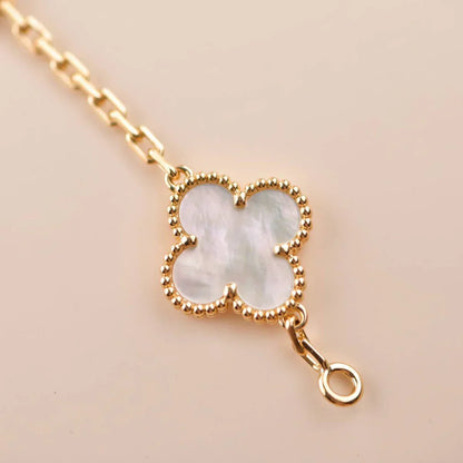 [Royal&Vicky]LUCKY CLOVER 5-MOTIF BRACELET - WHITE MOTHER-OF-PEARL COLLECTION