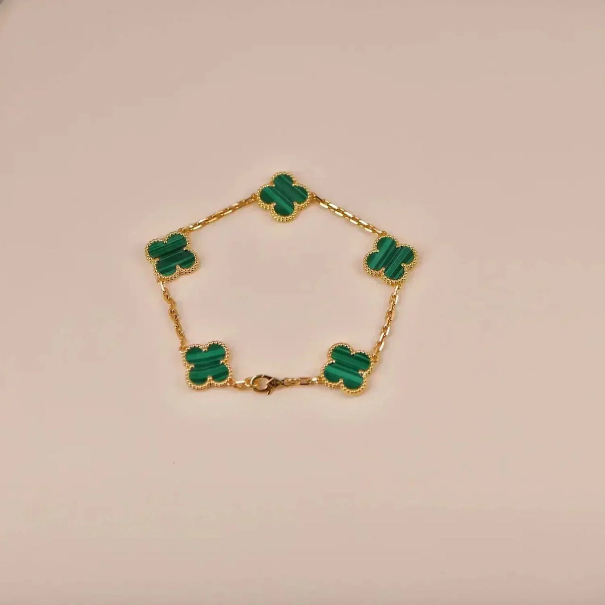 [Royal&Vicky]LUCKY CLOVER 5-MOTIF BRACELET - MALACHITE COLLECTION
