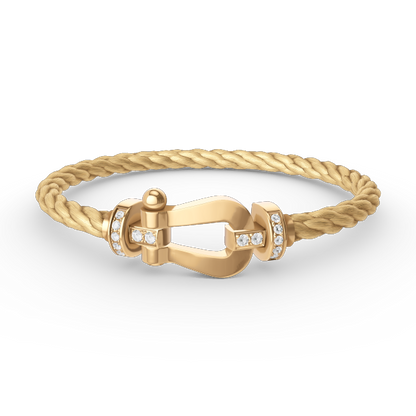 [Royal&Vicky]FORCE LARGE HORSESHOE HALF DIAMOND BRACELET GOLD