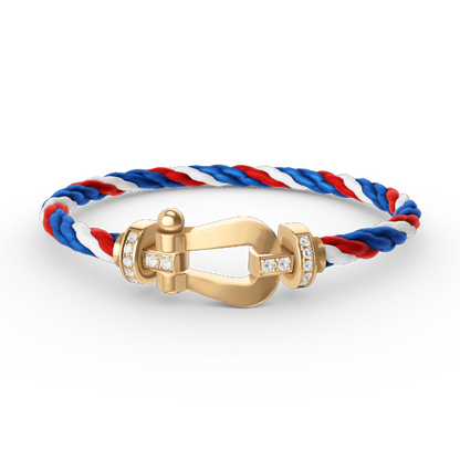 [Royal&Vicky]FORCE LARGE HORSESHOE HALF DIAMOND BRACELET GOLD
