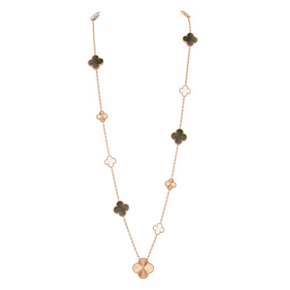 [Royal&Vicky]DETACHABLE CLOVER 15(11+4) FLOWER ROSE GOLD NECKLACE SET