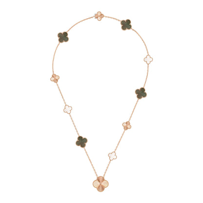 [Royal&Vicky]DETACHABLE CLOVER 15(11+4) FLOWER ROSE GOLD NECKLACE SET