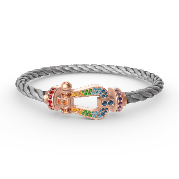 [Royal&Vicky]FORCE LARGE HORSESHOE  COLORED DIAMOND BRACELET ROSE GOLD