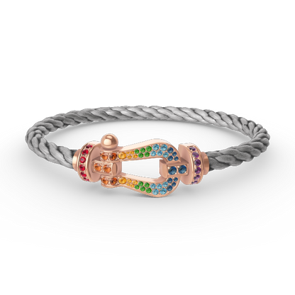 [Royal&Vicky]FORCE LARGE HORSESHOE  COLORED DIAMOND BRACELET ROSE GOLD
