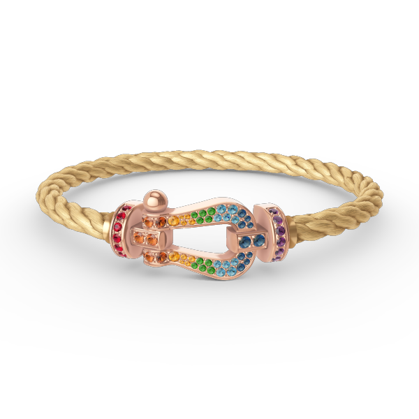 [Royal&Vicky]FORCE LARGE HORSESHOE  COLORED DIAMOND BRACELET ROSE GOLD