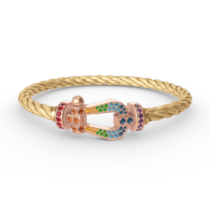 [Royal&Vicky]FORCE LARGE HORSESHOE  COLORED DIAMOND BRACELET ROSE GOLD