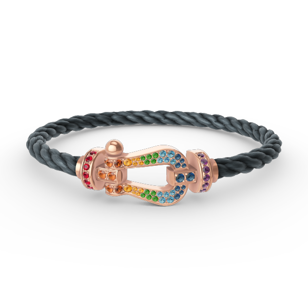 [Royal&Vicky]FORCE LARGE HORSESHOE  COLORED DIAMOND BRACELET ROSE GOLD