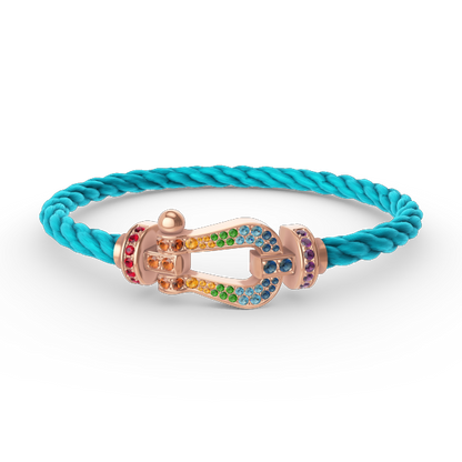 [Royal&Vicky]FORCE LARGE HORSESHOE  COLORED DIAMOND BRACELET ROSE GOLD
