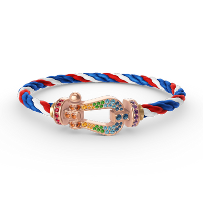 [Royal&Vicky]FORCE LARGE HORSESHOE  COLORED DIAMOND BRACELET ROSE GOLD