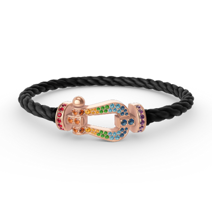 [Royal&Vicky]FORCE LARGE HORSESHOE  COLORED DIAMOND BRACELET ROSE GOLD