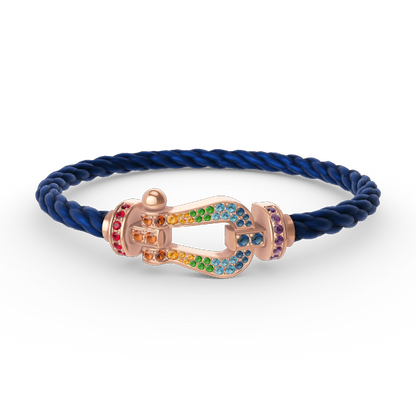 [Royal&Vicky]FORCE LARGE HORSESHOE  COLORED DIAMOND BRACELET ROSE GOLD