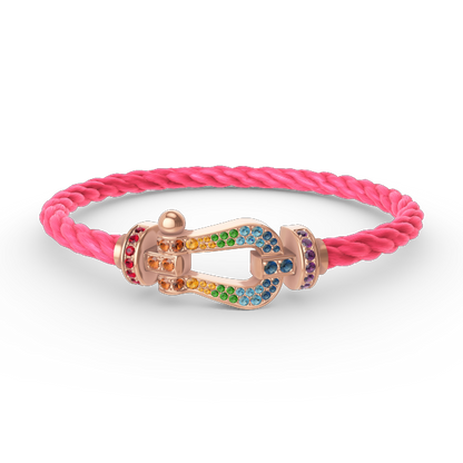 [Royal&Vicky]FORCE LARGE HORSESHOE  COLORED DIAMOND BRACELET ROSE GOLD