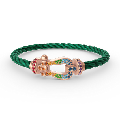 [Royal&Vicky]FORCE LARGE HORSESHOE  COLORED DIAMOND BRACELET ROSE GOLD