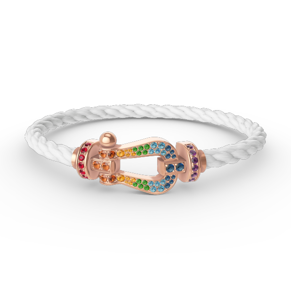 [Royal&Vicky]FORCE LARGE HORSESHOE  COLORED DIAMOND BRACELET ROSE GOLD